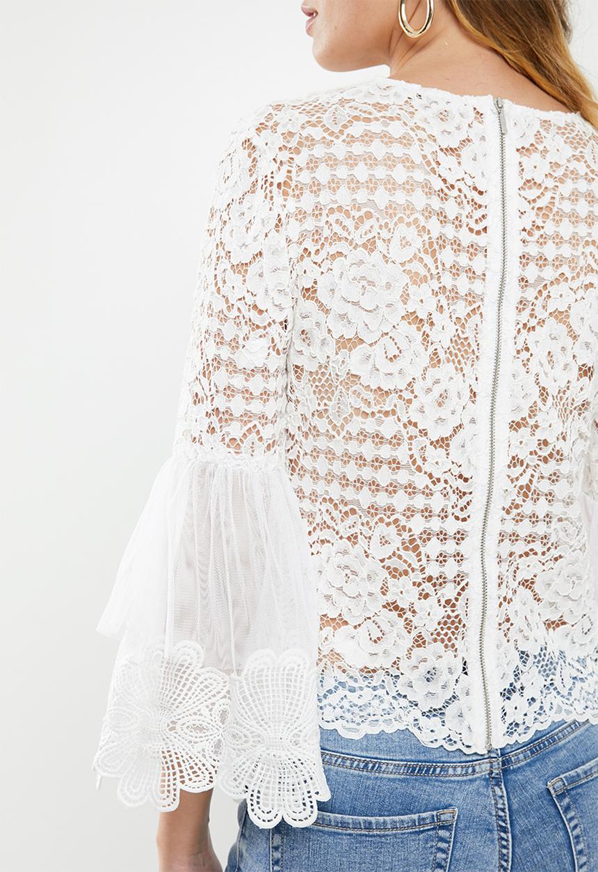 MILLA - Corded lace blouse - ivory