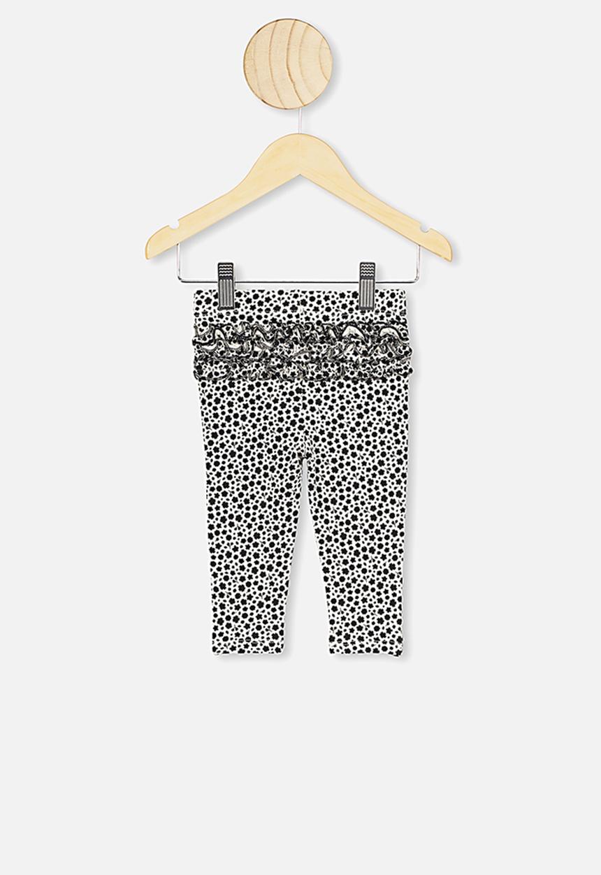 Cotton On - Quinn ruffle leggings - black & white 