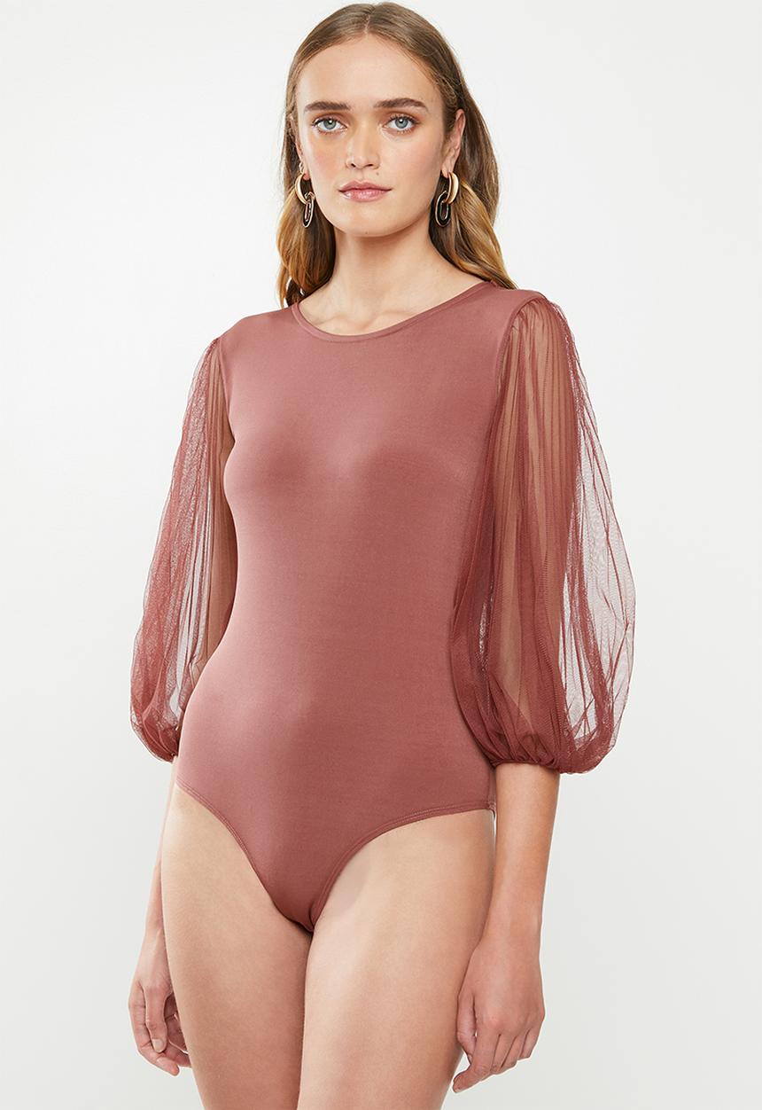 MILLA - Pleated sleeve bodysuit - rose