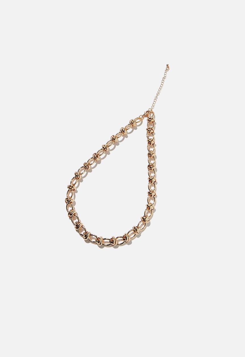 Rubi - Freya twist ring chunky chain necklace - gold