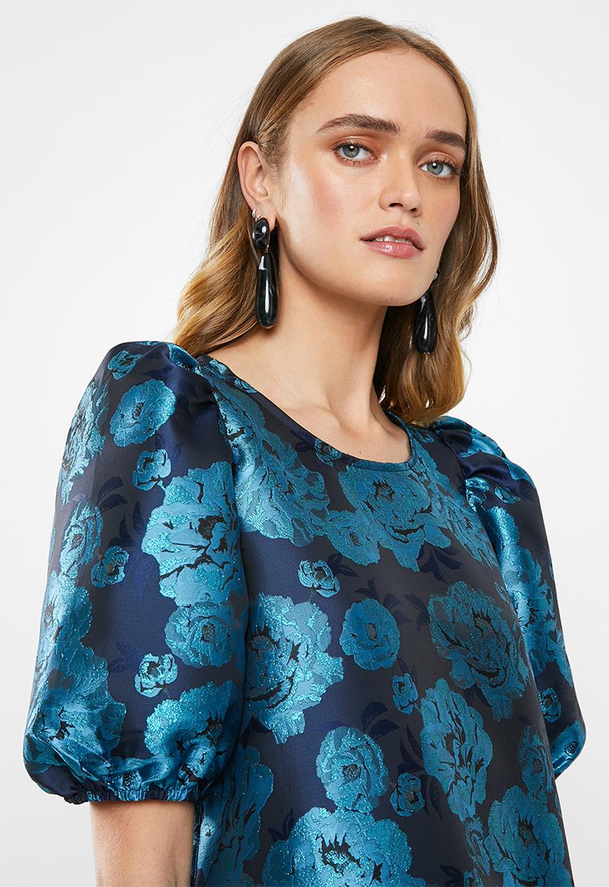 MILLA - Puff sleeve mini dress - blue floral