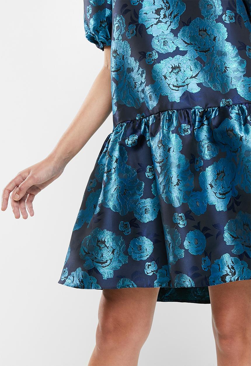 MILLA - Puff sleeve mini dress - blue floral