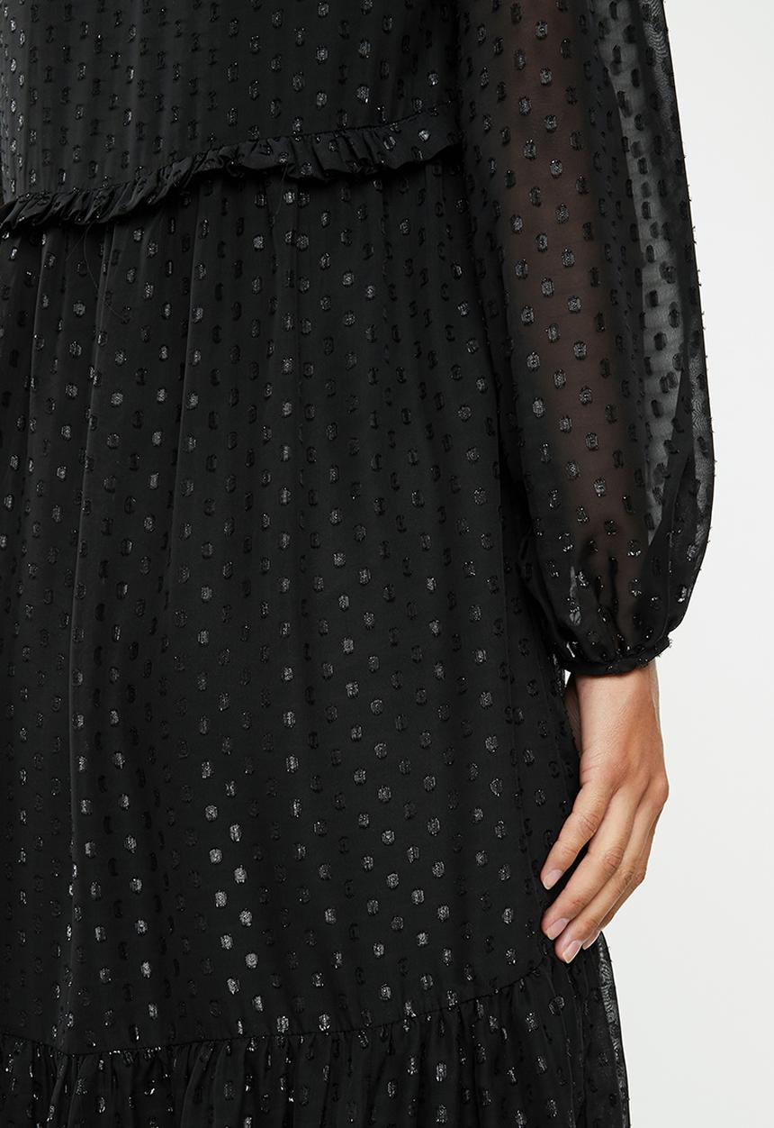 VELVET - Tiered midi dress - black