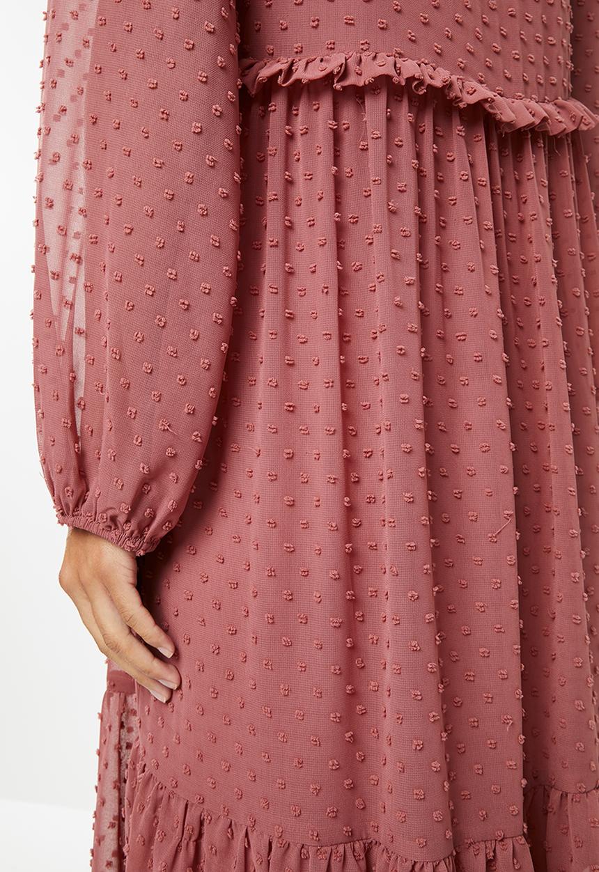 VELVET - Tiered midi dress - rose