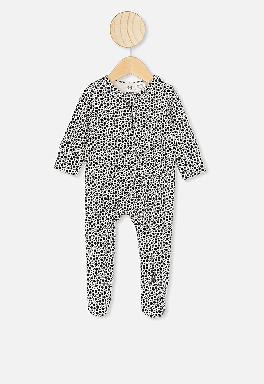Cotton On - The long sleeve zip romper - black edith floral