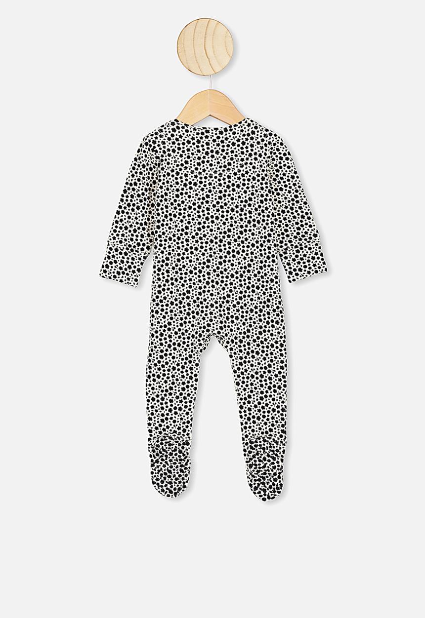 Cotton On - The long sleeve zip romper - black edith floral