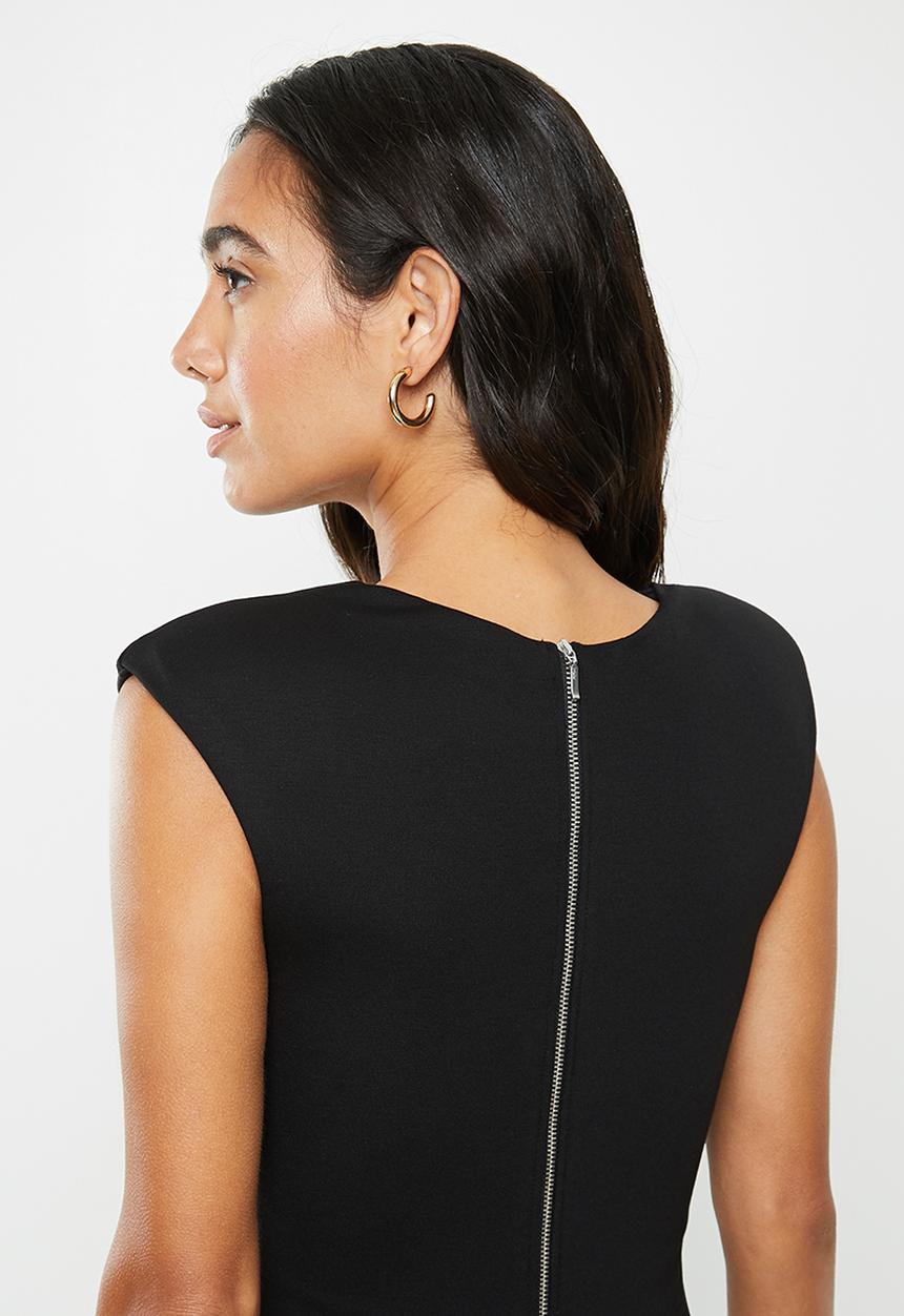 VELVET - Extend shoulder bodycon - black