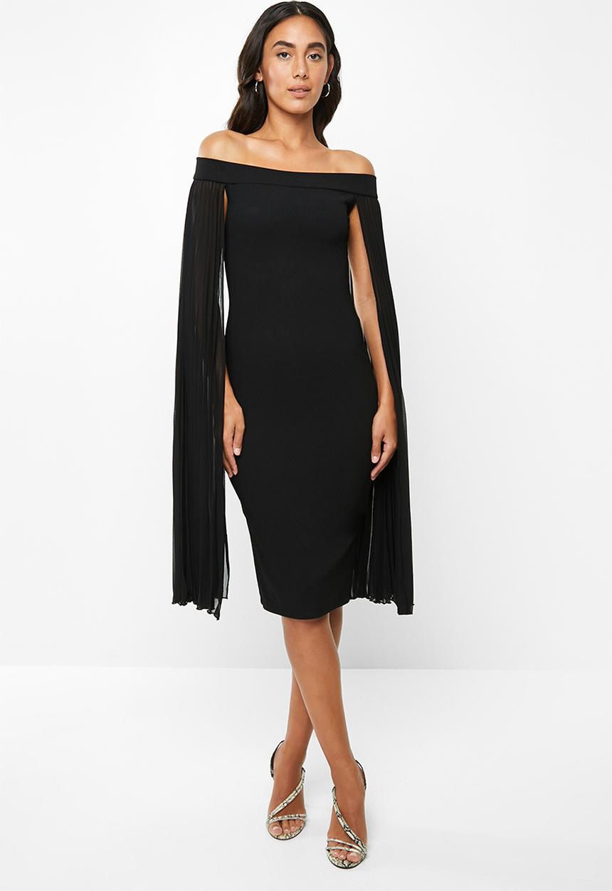 VELVET - Bardot midi bodycon - black