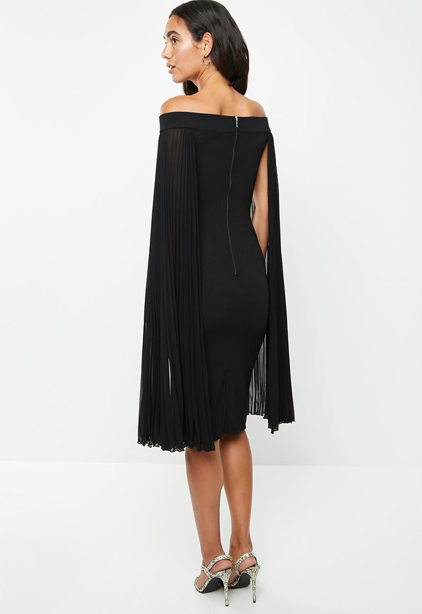 VELVET - Bardot midi bodycon - black