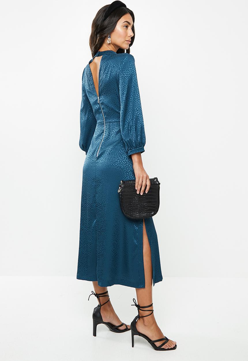 VELVET - Satin midi dress - ash blue