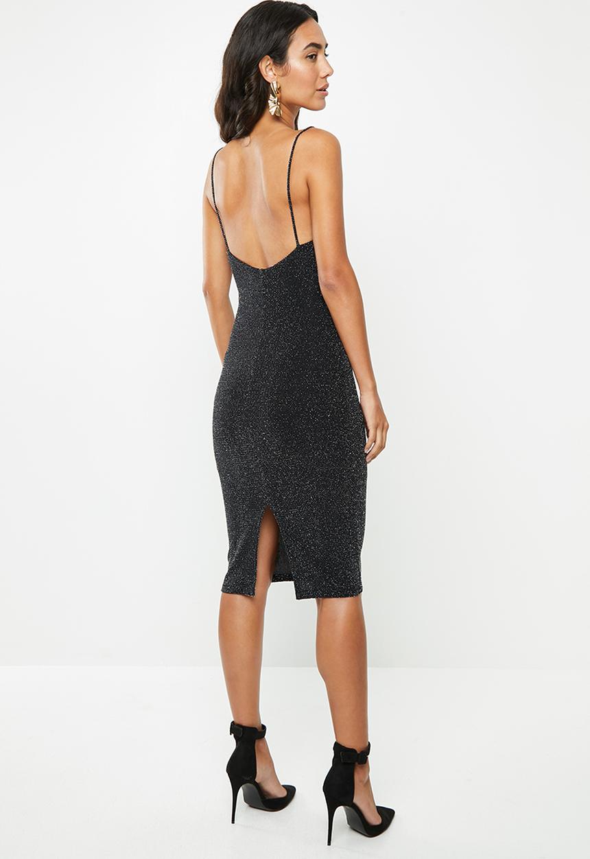 VELVET - Cowl midi bodycon - black