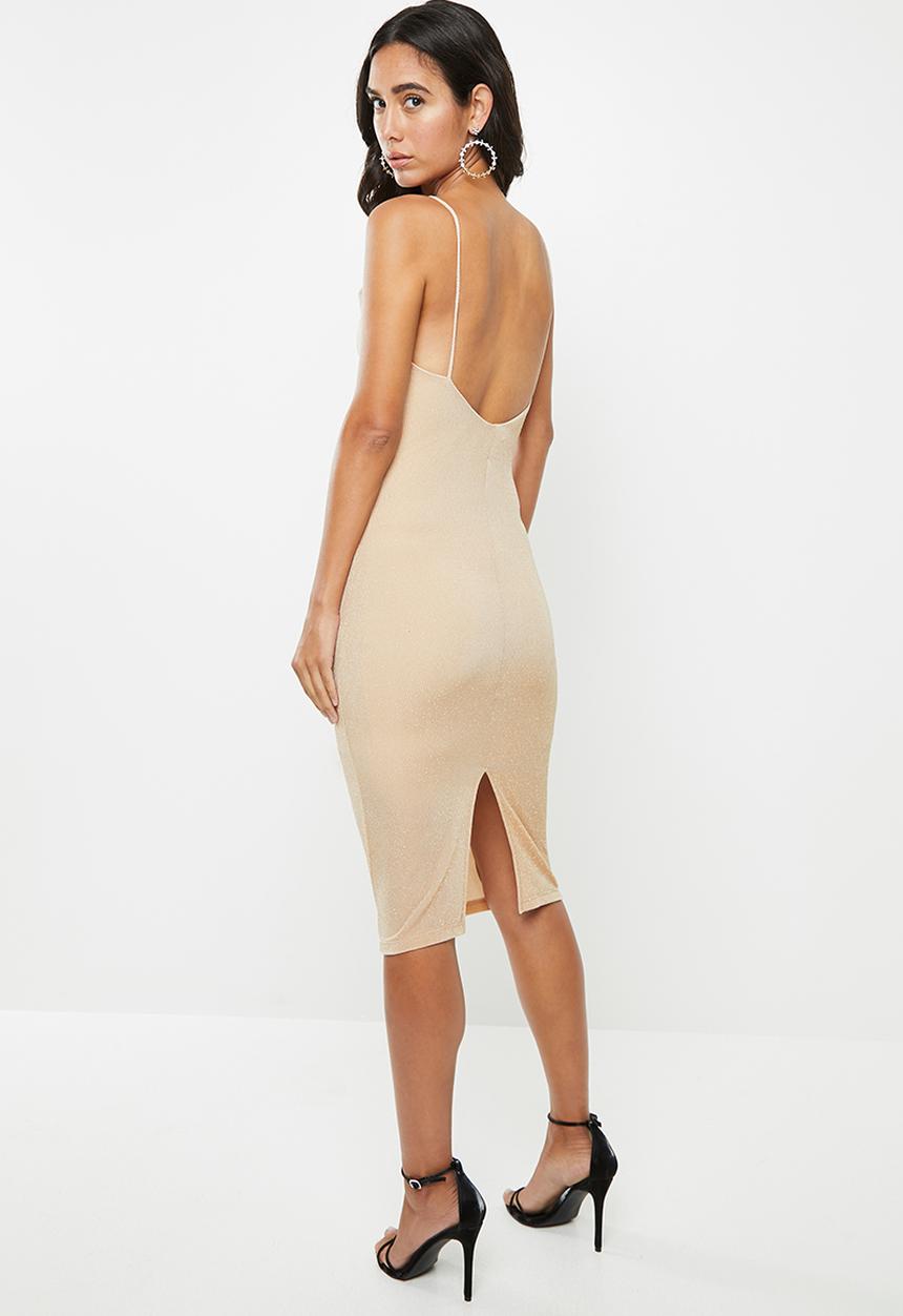 VELVET - Cowl midi bodycon - Cuban sand