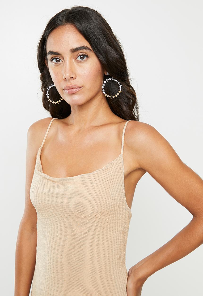 VELVET - Cowl midi bodycon - Cuban sand