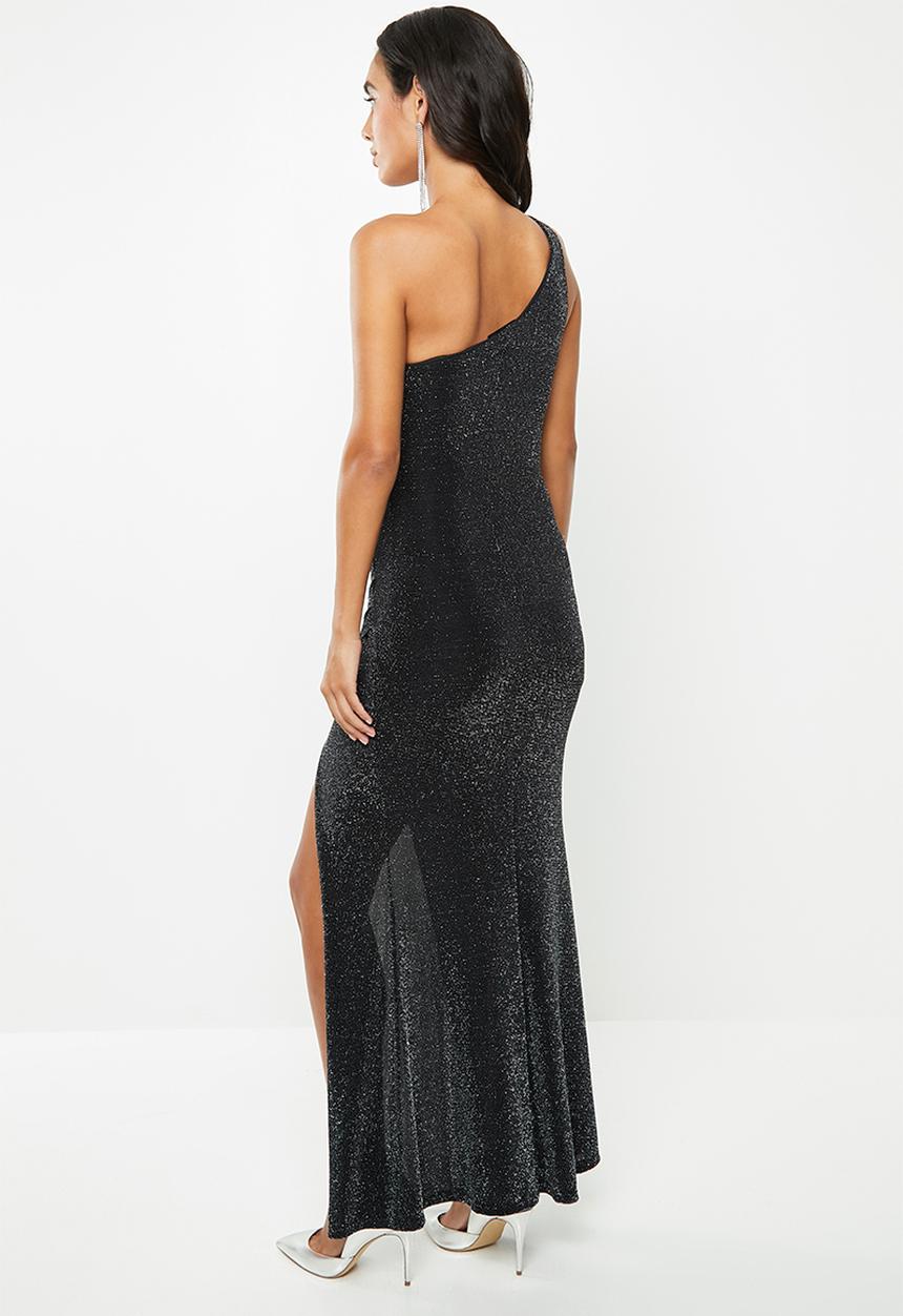 VELVET - Asymmetric metallic maxi - black
