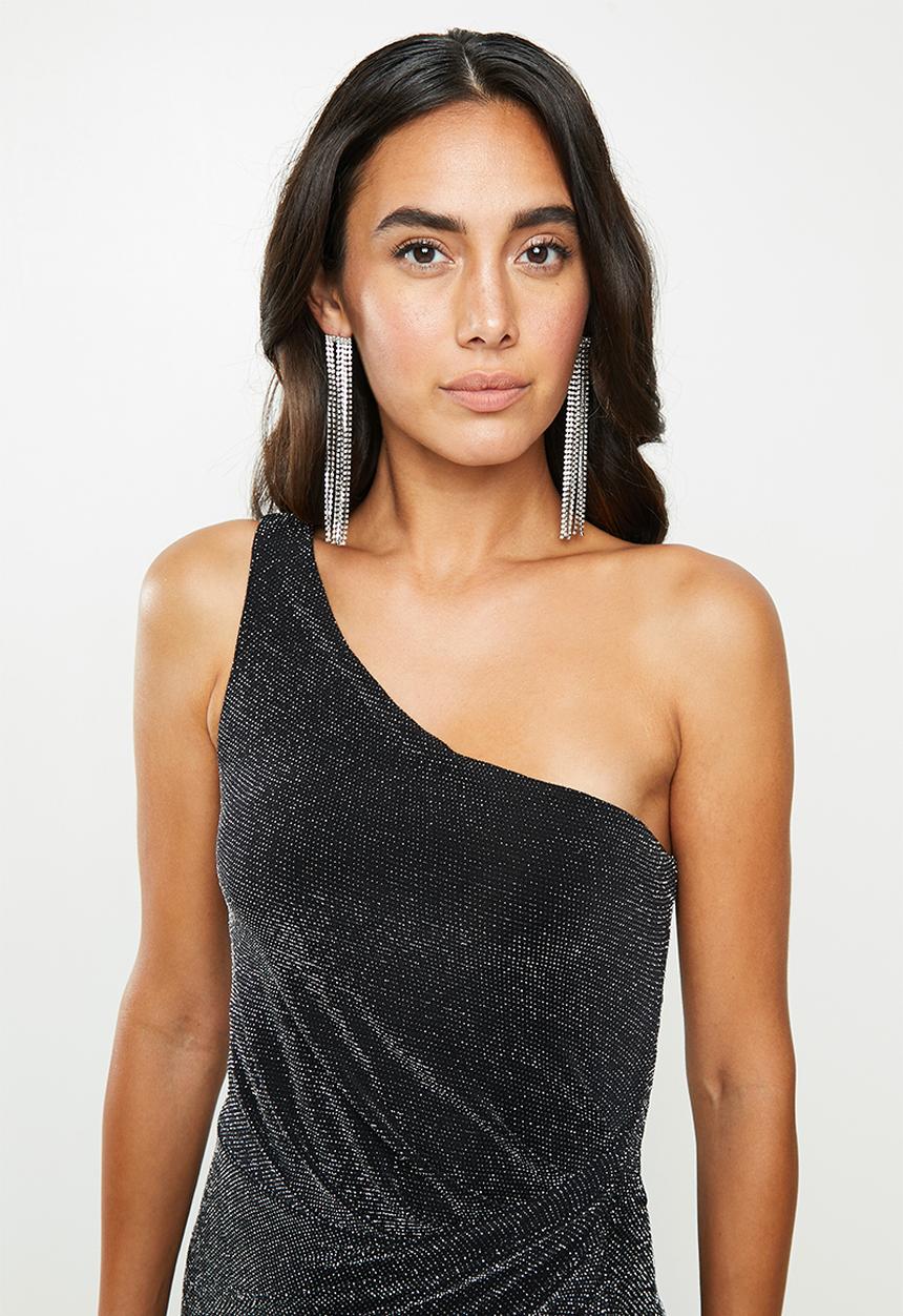 VELVET - Asymmetric metallic maxi - black