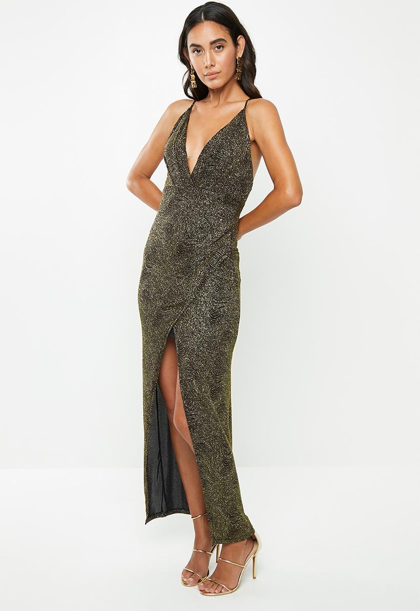 VELVET - Sparkle maxi dress - black & gold