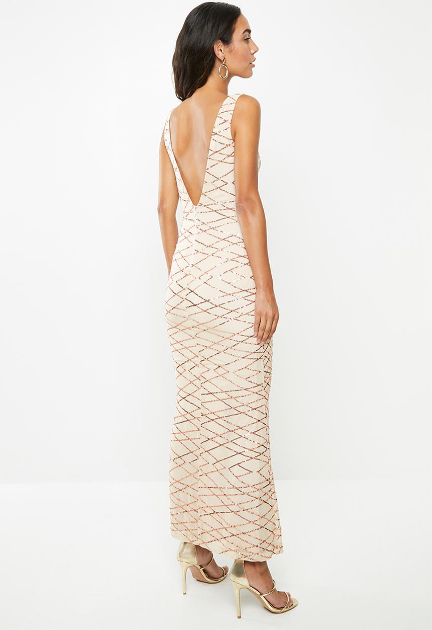 VELVET - Sequin maxi dress - sand