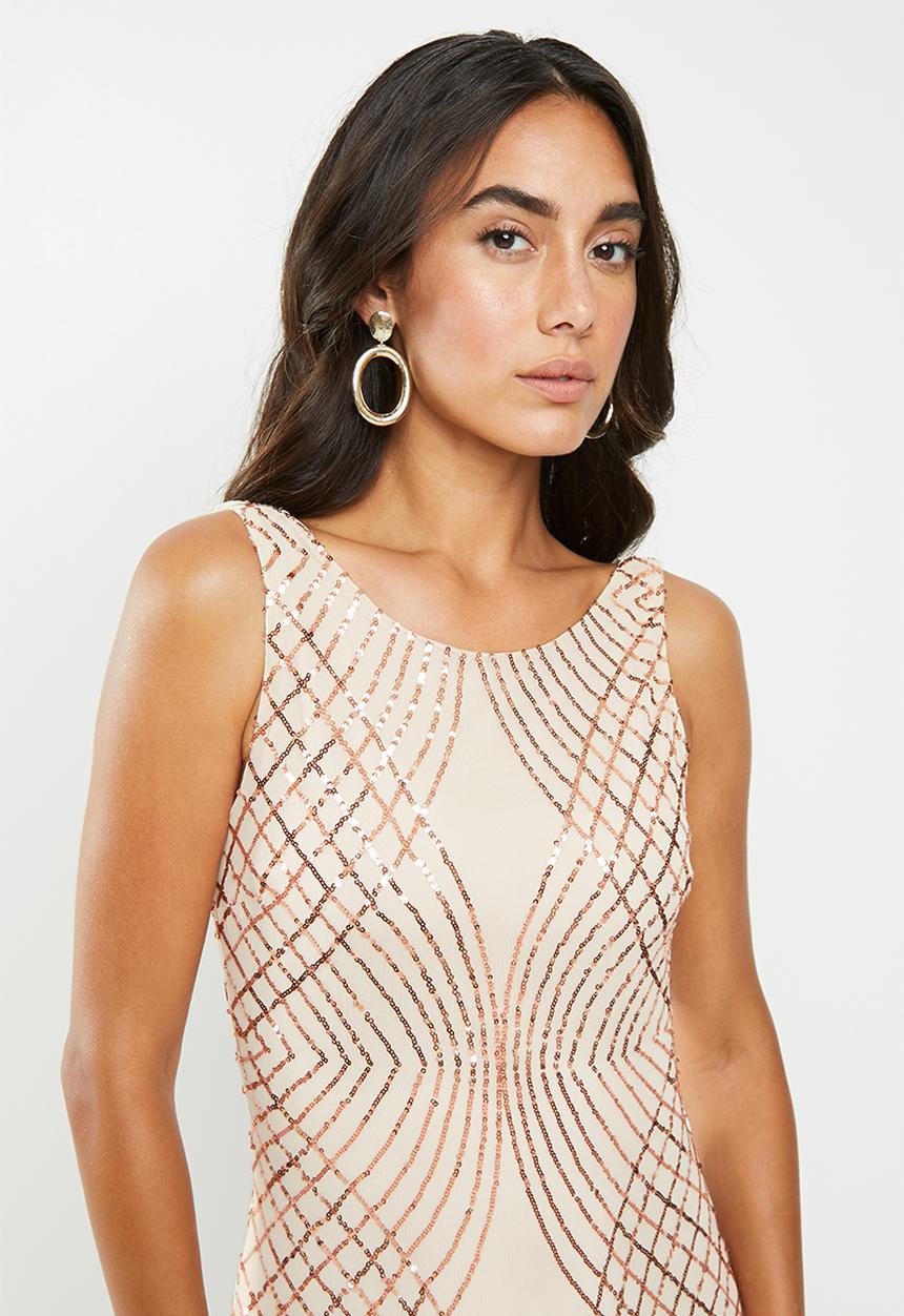 VELVET - Sequin maxi dress - sand