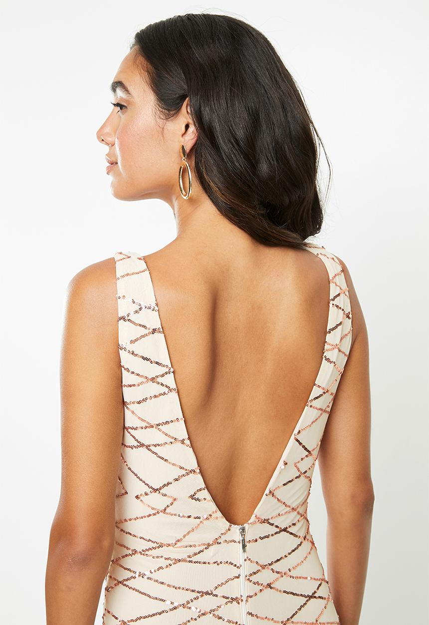 VELVET - Sequin maxi dress - sand