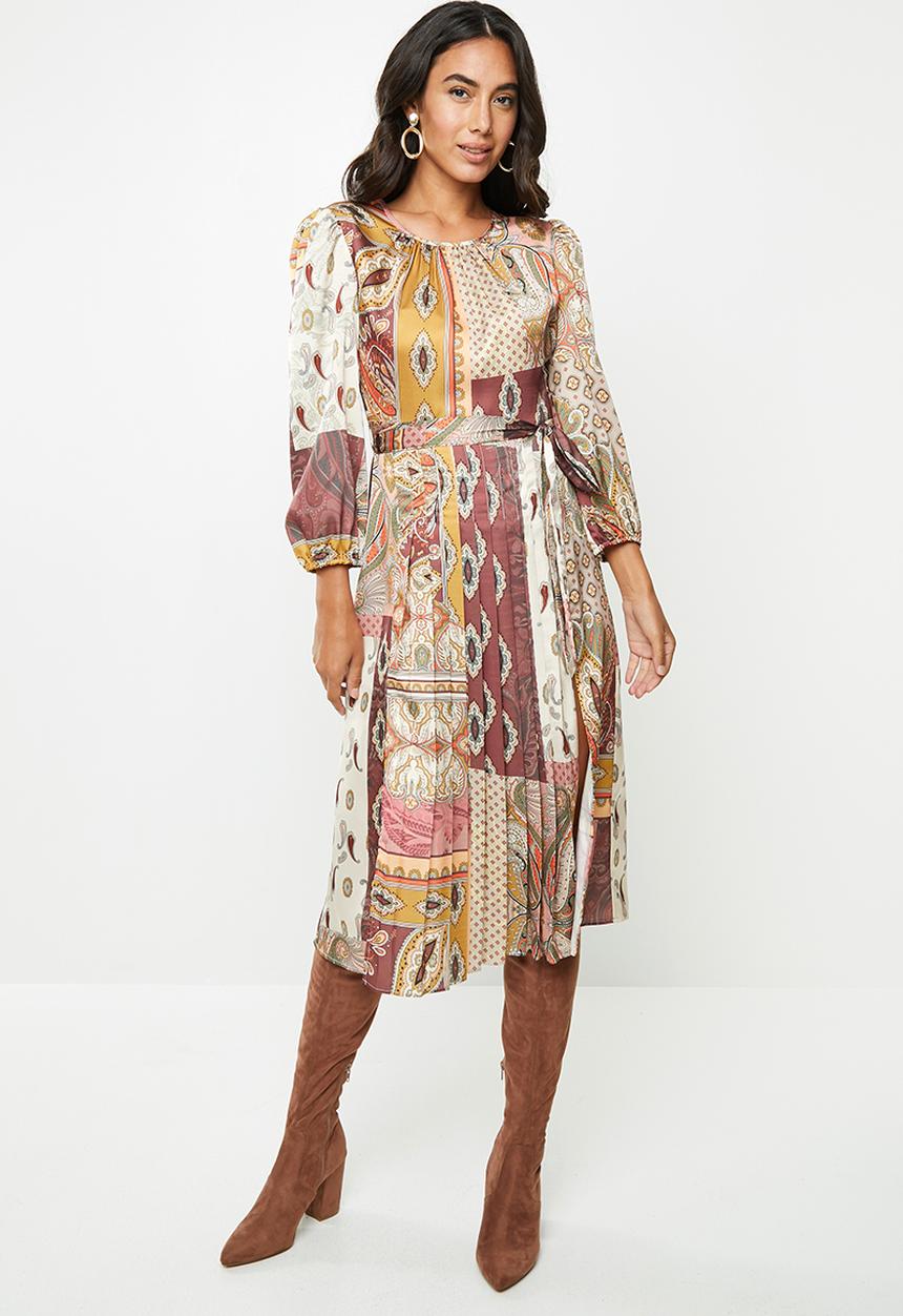 VELVET - Pleated midi dress - multi