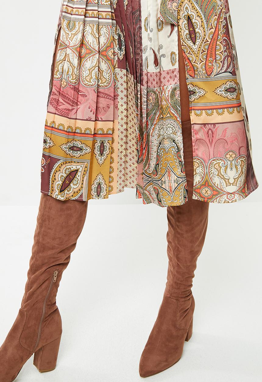 VELVET - Pleated midi dress - multi