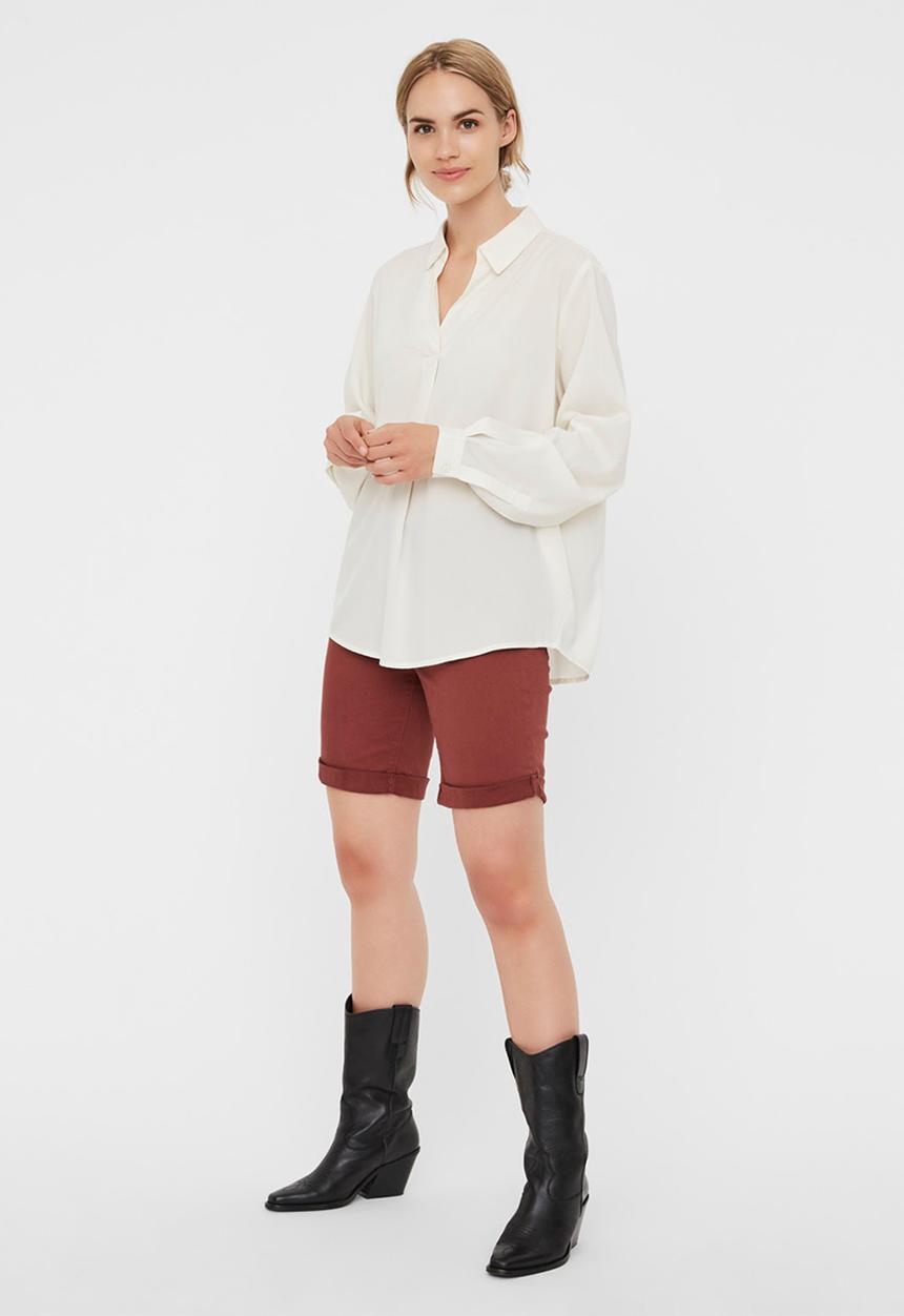 Vero Moda - Genia long sleeve v-neck top - cream