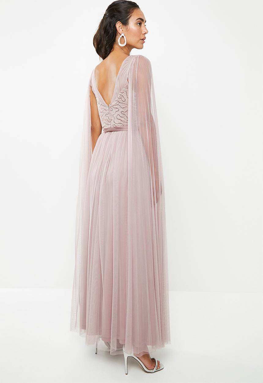 VELVET - Cape sleeve maxi dress - pink / lilac