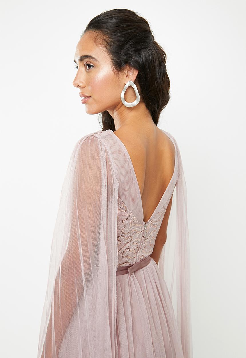 VELVET - Cape sleeve maxi dress - pink / lilac