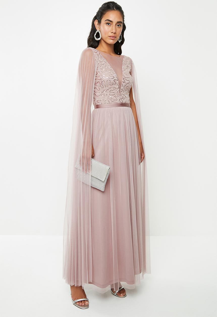 VELVET - Cape sleeve maxi dress - pink / lilac