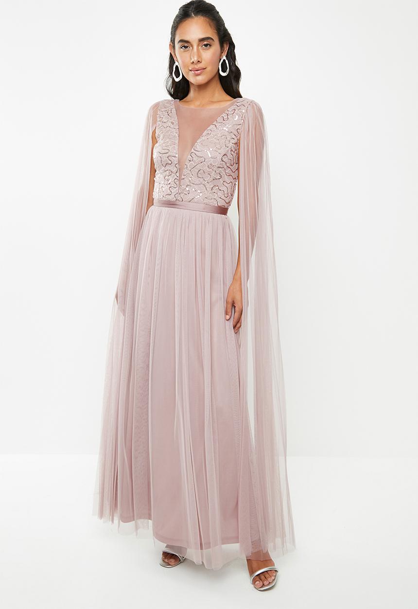 VELVET - Cape sleeve maxi dress - pink / lilac