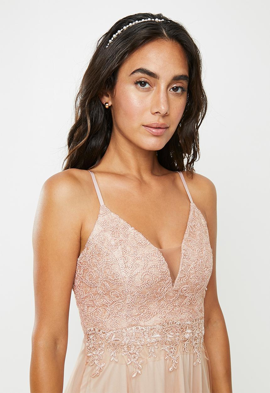 VELVET - Lace cami maxi dress - dusty pink
