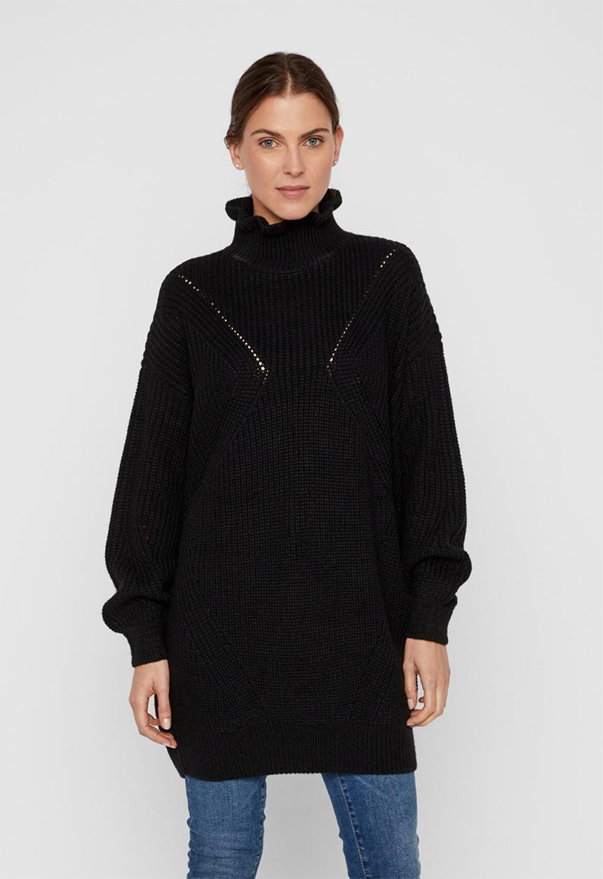 Vero Moda - Glendora siska long sleeve high neck blouse - black