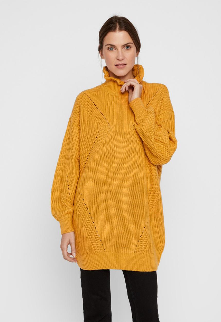Vero Moda - Glendora siska long sleeve high neck blouse - yellow 
