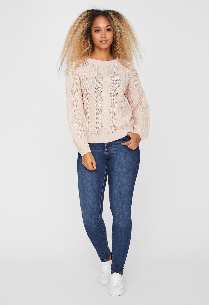 Vero Moda - Allie v-back cable blouse - light pink 