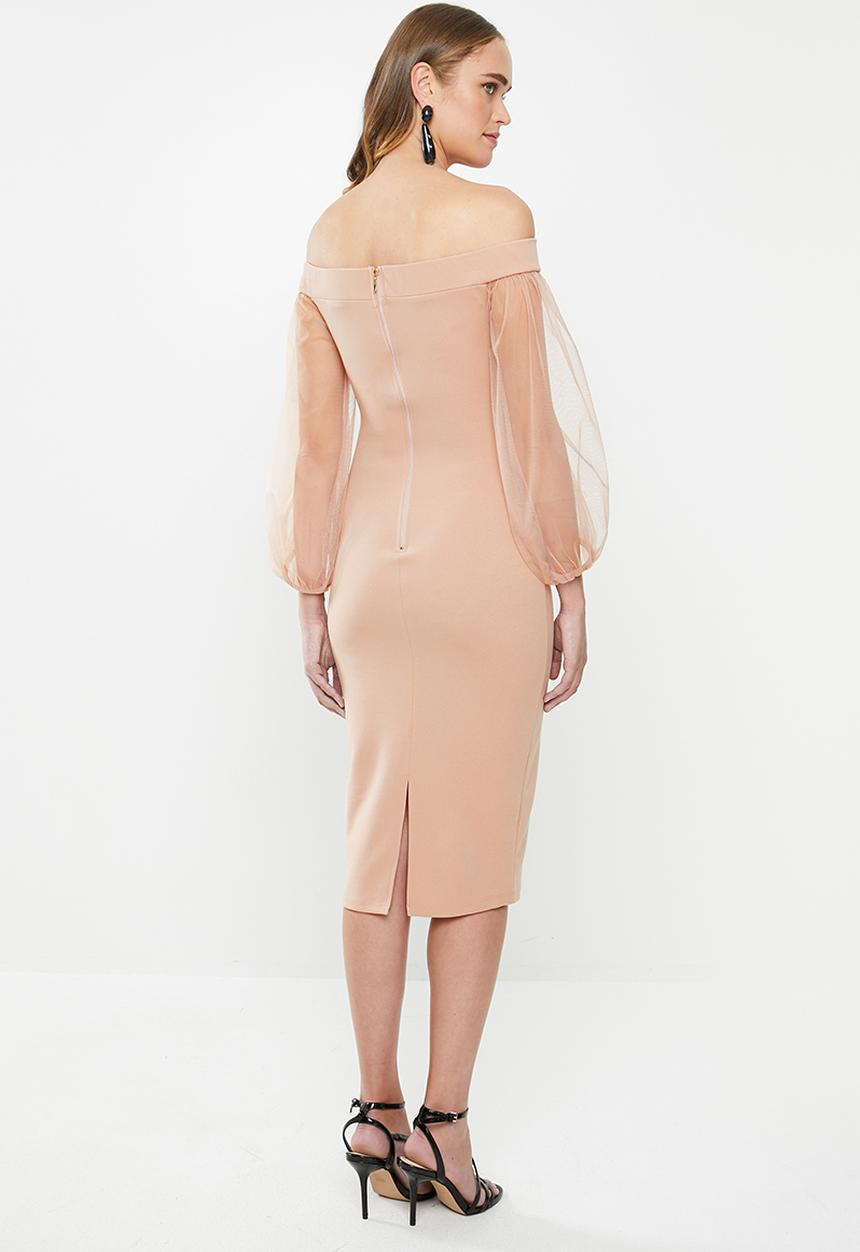 MILLA - Bardot midi dress - neutral