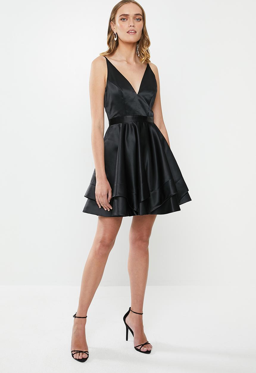 MILLA - Satin skater dress - black