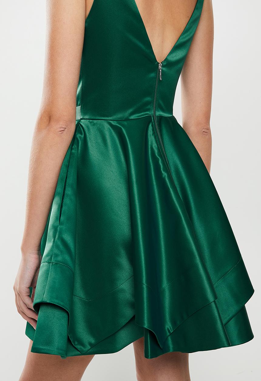 MILLA - Satin skater dress - emerald green 