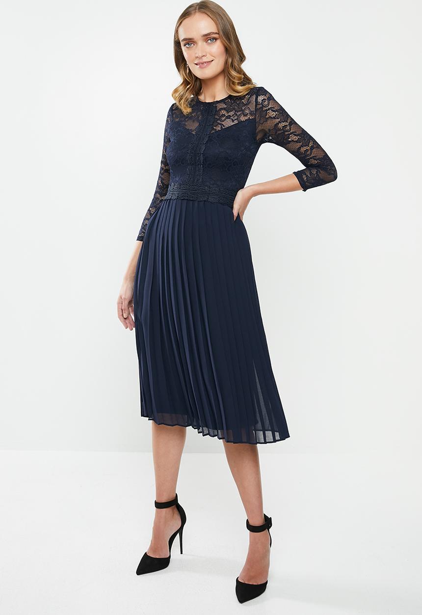 MILLA - Lace pleated dress - navy ink 