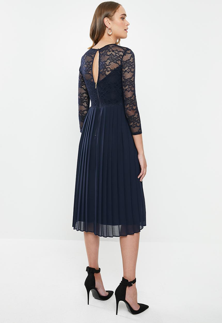 MILLA - Lace pleated dress - navy ink 