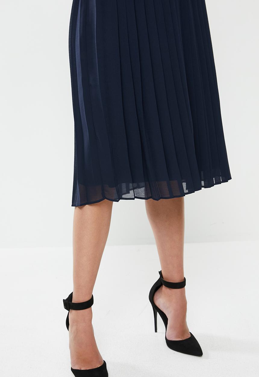 MILLA - Lace pleated dress - navy ink 