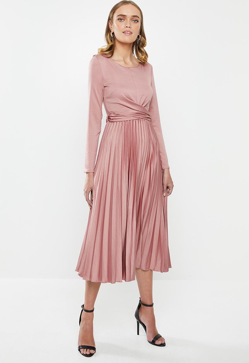 MILLA - Pleated wrap midi dress  - rose pink 