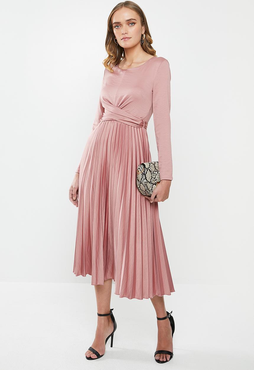 MILLA - Pleated wrap midi dress  - rose pink 