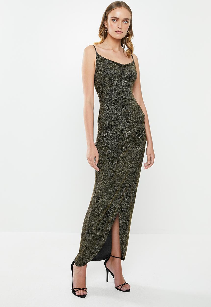 MILLA - Metallic cowl maxi - gold