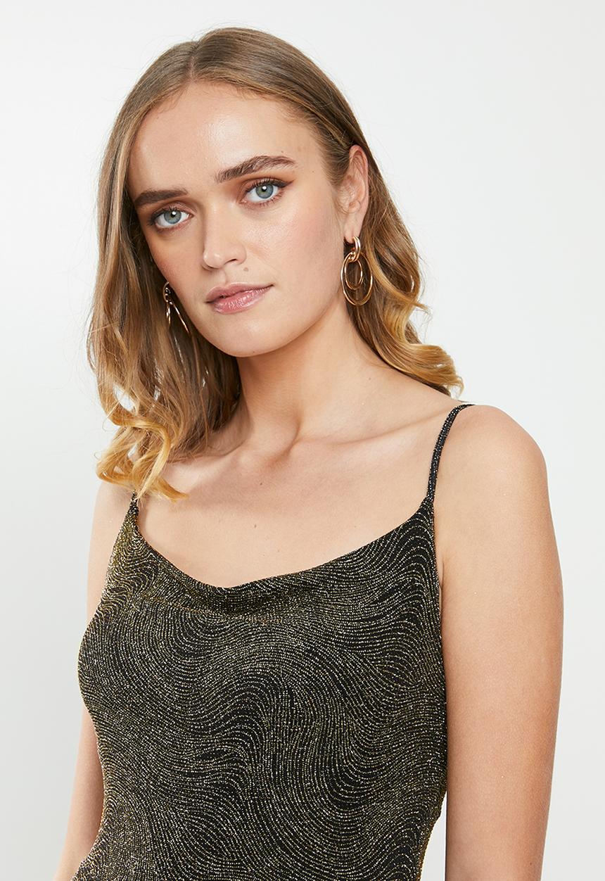 MILLA - Metallic cowl maxi - gold