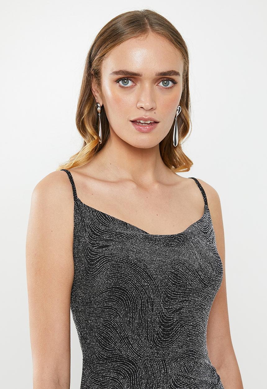 MILLA - Metallic cowl maxi - silver