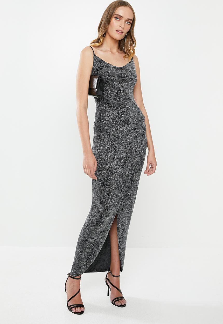 MILLA - Metallic cowl maxi - silver
