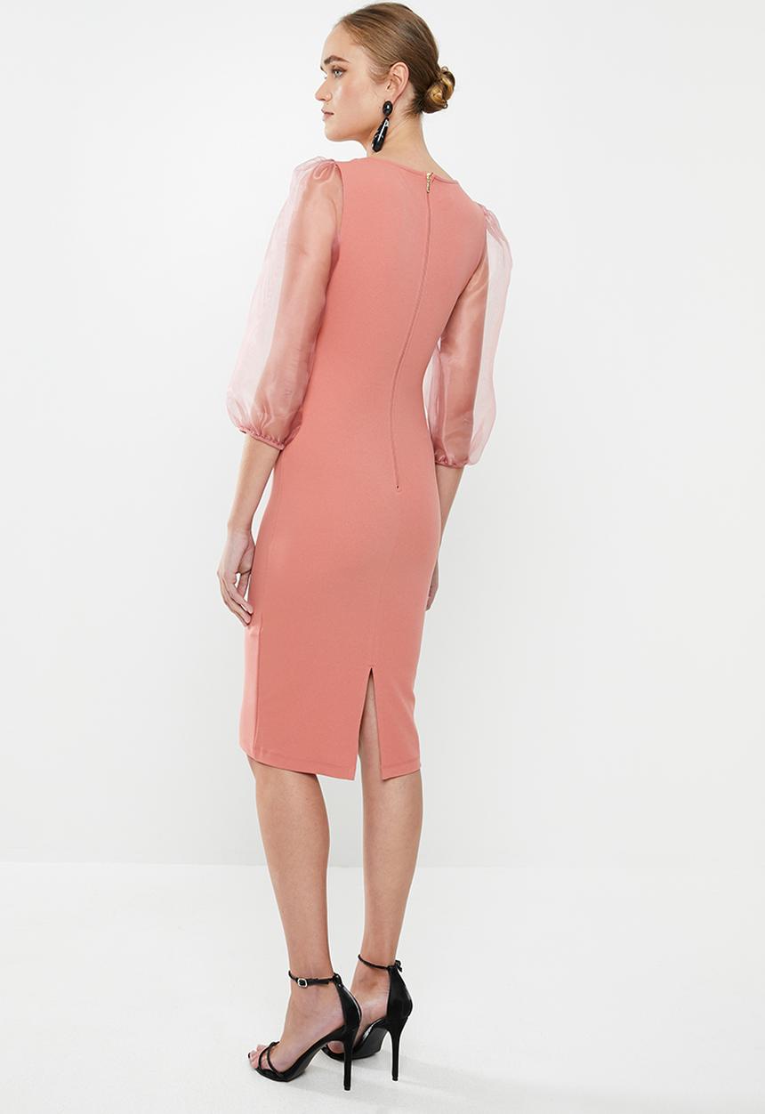 MILLA - Square neck midi dress - rose shadow