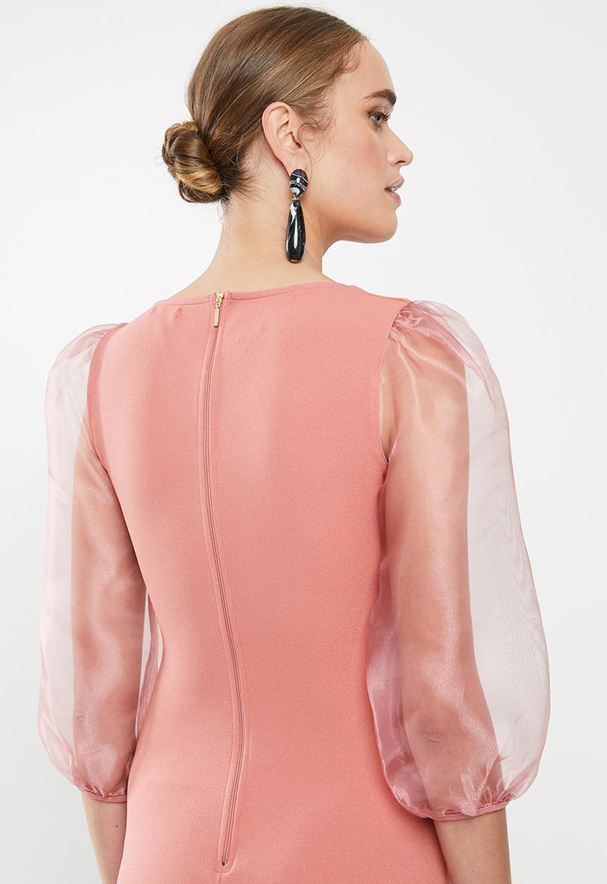 MILLA - Square neck midi dress - rose shadow