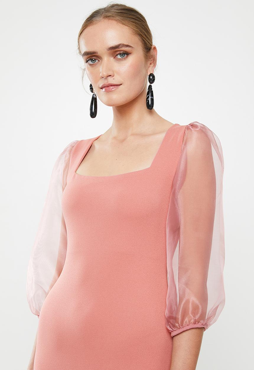 MILLA - Square neck midi dress - rose shadow