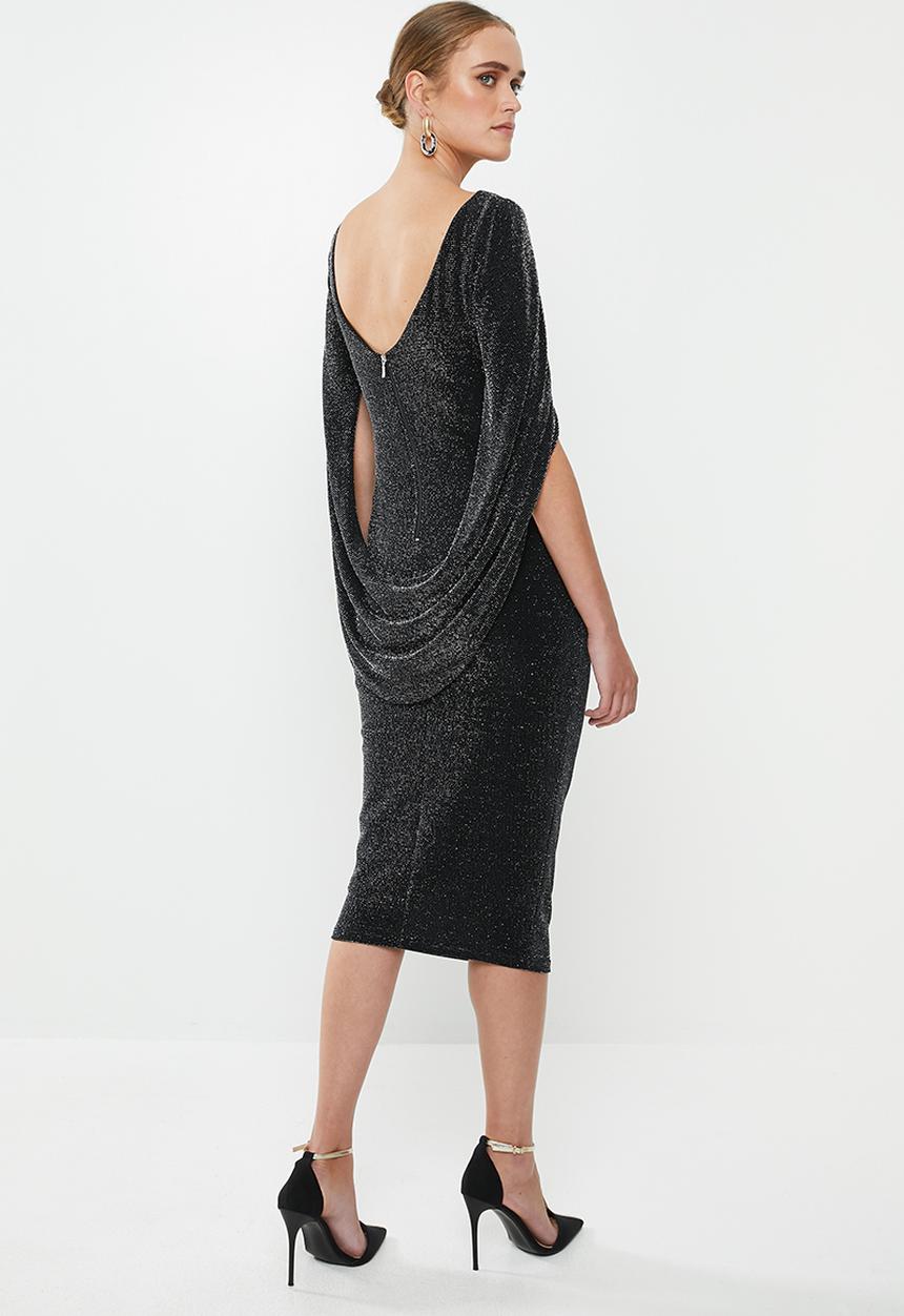 MILLA - Metallic cape dress - black